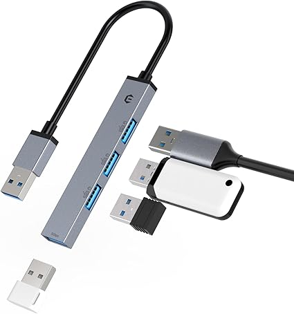 TOTU USB Hub, USB Multiport Adapter, 4-Port USB 3.0 Hub, Ultra-Slim Multi USB Splitter for Laptop, Xbox, Flash Drive, Console, HDD, Printer, Camera, Keyboard, Mouse, and etc.