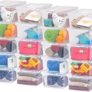 IRIS USA 6 Qt Clear Storage Box, BPA-Free Plastic Stackable Bin with Lid, Containers to Organize Shoes and Closet Shelves, Classroom Organization Teacher Tools, Game Storage, 20 Pack
