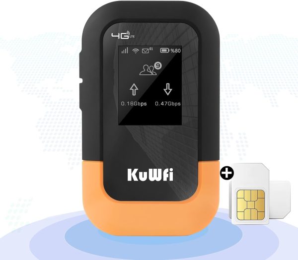KuWFi 4G mobile hotspot, 2G data 4G pocket mobile wireless Router Portable WiFi Hotspot Supports 10 Devices work with indoor and outdoor mechanical style